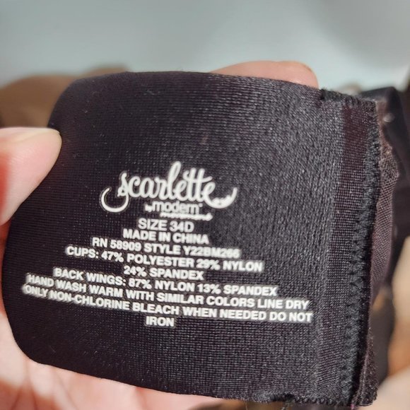 34D Padded Bra Padded Underwire Gold Black Scarlet by Modem - Picture 4 of 4